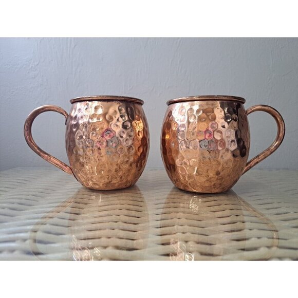 Morken Barware Set of 2 Hammered Copper Moscow Mule Mugs - Picture 4 of 10